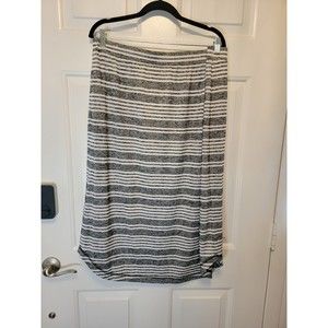 T by Talbots 2X Maxi Skirt Black with White Stripes